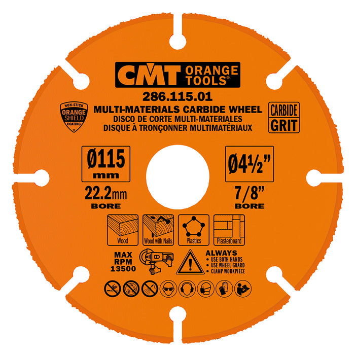 CMT 286.115.01 - 4 1/2" Multi-Material Carbide Wheel for Angle Grinder