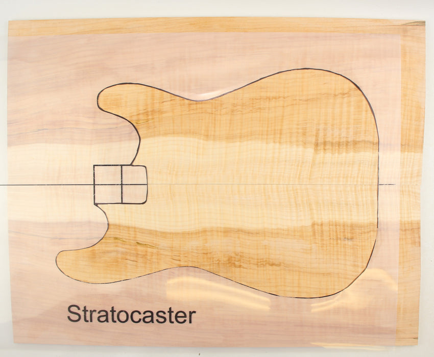 Maple Flame Guitar Set, 3A+ Very Highly Figured, 7.1mm (0.30") Thick - Stock #41492