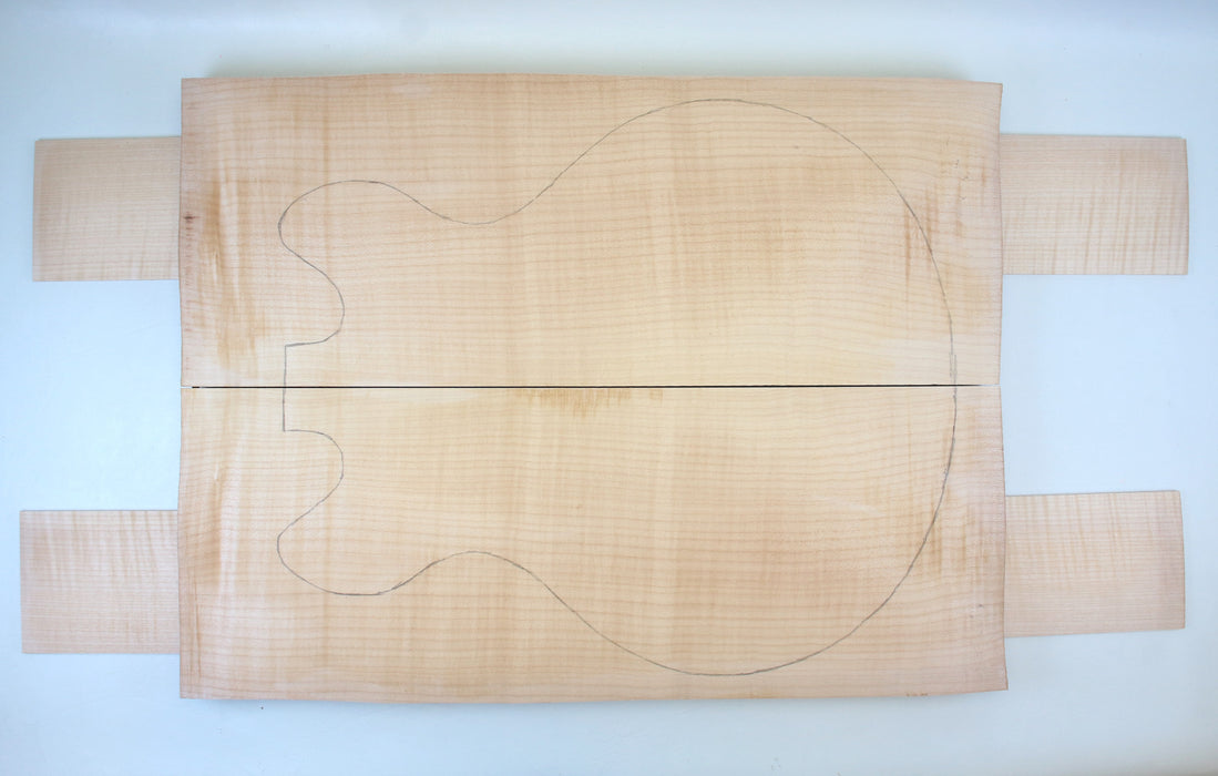 Maple Flame Archtop Guitar Back & Side Set, 3A Highly Figured, 2.8cm (1.1") Thick - Stock #41656