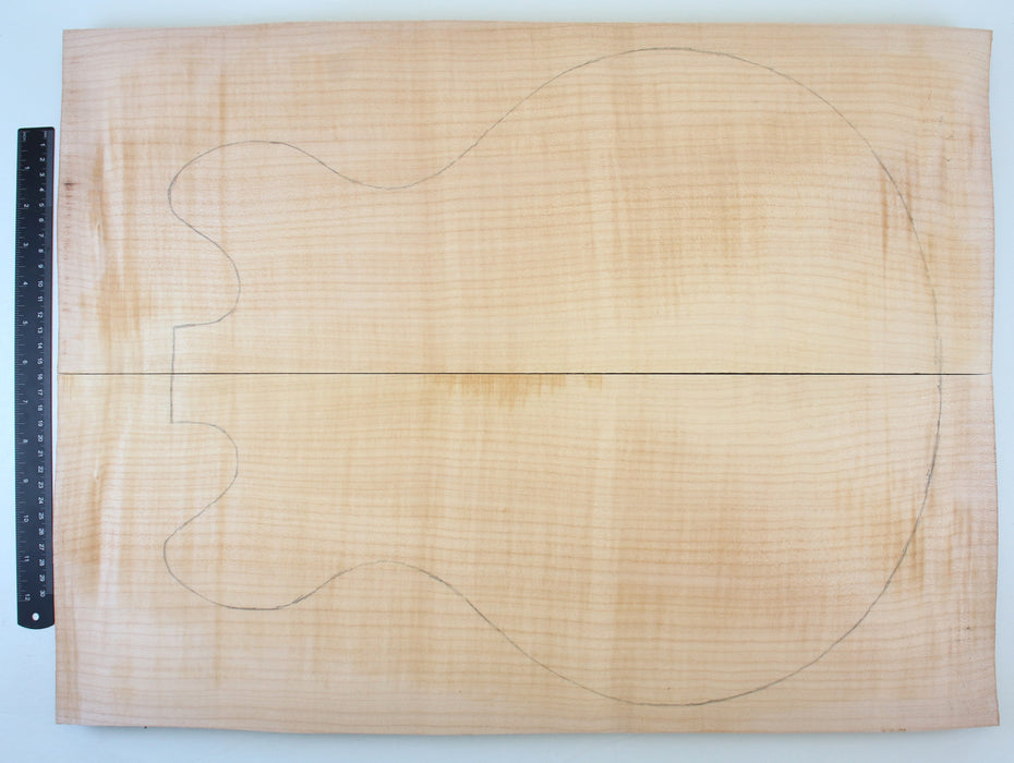 Maple Flame Archtop Guitar Back & Side Set, 3A Highly Figured, 2.8cm (1.1") Thick - Stock #41656
