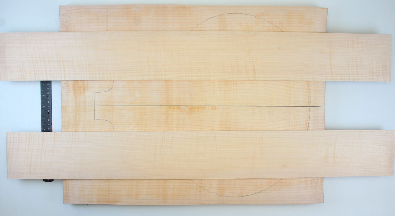 Maple Flame Archtop Guitar Back & Side Set, 3A Highly Figured, 2.8cm (1.1") Thick - Stock #41656