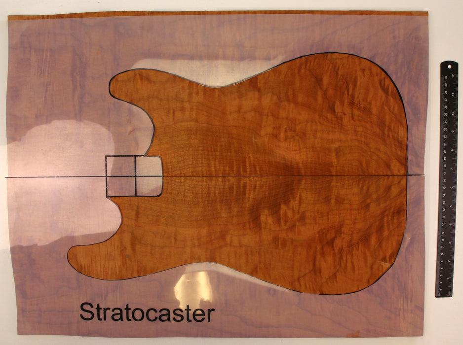 Maple Flame Roasted Guitar Set, 2A+ Figured, 7.5mm (0.30") Thick - Stock #41711