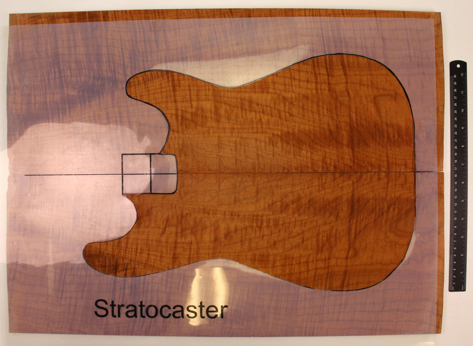 Maple Flame Roasted Guitar Set, 4A Very Highly Figured, 7.7mm (0.30") Thick - Stock #41710