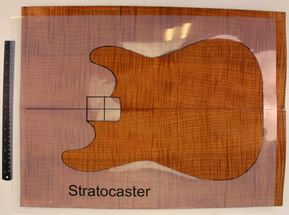 Maple Flame Roasted Guitar Set, 4A+ Exceptionally Figured, 8.2mm (0.32") Thick - Stock #41709