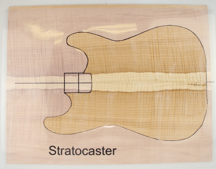 Maple Flame Spalt Guitar Set, 3A+ Highly Figured, 7.2mm (0.28") Thick - Stock #41196